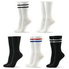 Women's Crew Socks 4-6 Pairs Flower Rainbow Heart Leopard Cotton Socks
