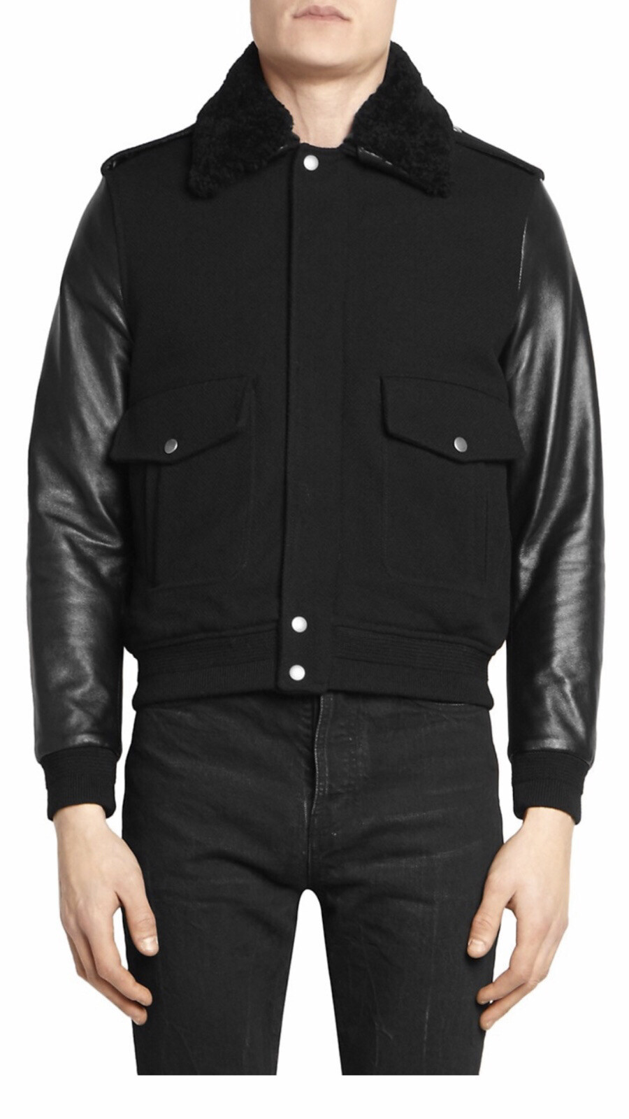 Giacca da uomo Saint Laurent maniche in pelle. 52 42. $3650