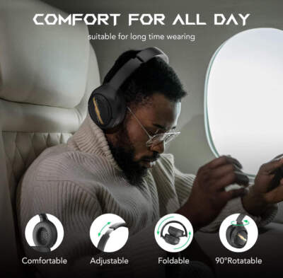 Black Shark JoyBuds Max Active Noise Cancelling Headphones, 50H Playtime Wireles