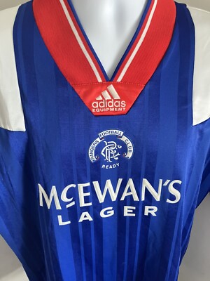 Glasgow Rangers Fc Adidas 1992/1994 Home Shirt Blue Mens Size 44