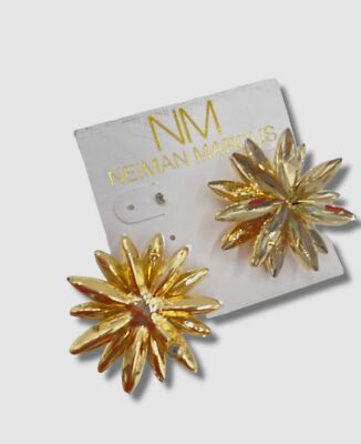 $47 Neiman Marcus Women's Gold Crystal Flower Stud Earrings