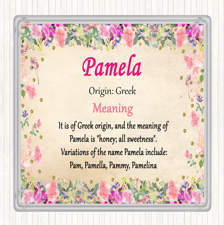 Pamela Name Meaning Drinks Mat Coaster Floral | eBay