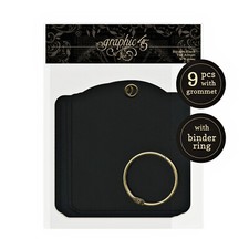 Graphic45 BLACK SQUARE TAG ALBUM 9 Tags  Binder Ring scrapbooking 4501283