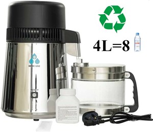 water distiller dc pure distillation 4l nozzle lined filter glass