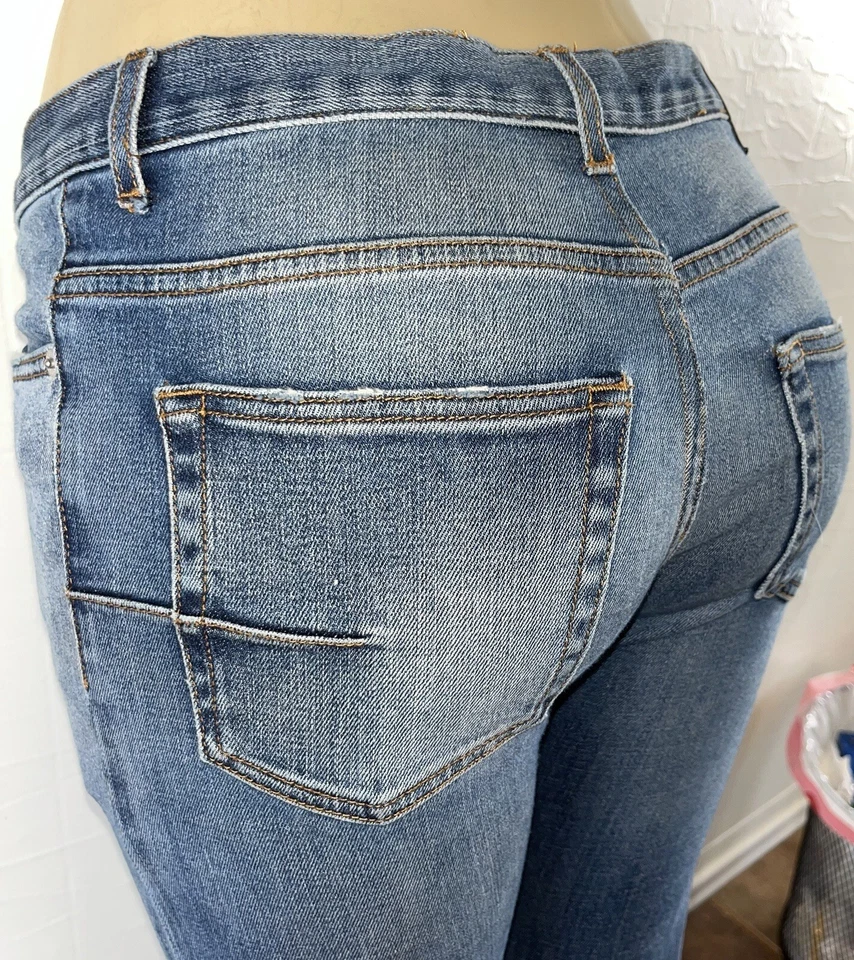 DIOR HOMME Stretch Button Fly Jeans 29 SLIM 17.5 CM Hedi Slimane Raw Hem Altered - Image 4 of 4