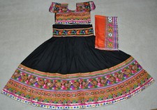 Designer Lahengha Chaniya choli Lahenga Garba Dance costume Black Orange L