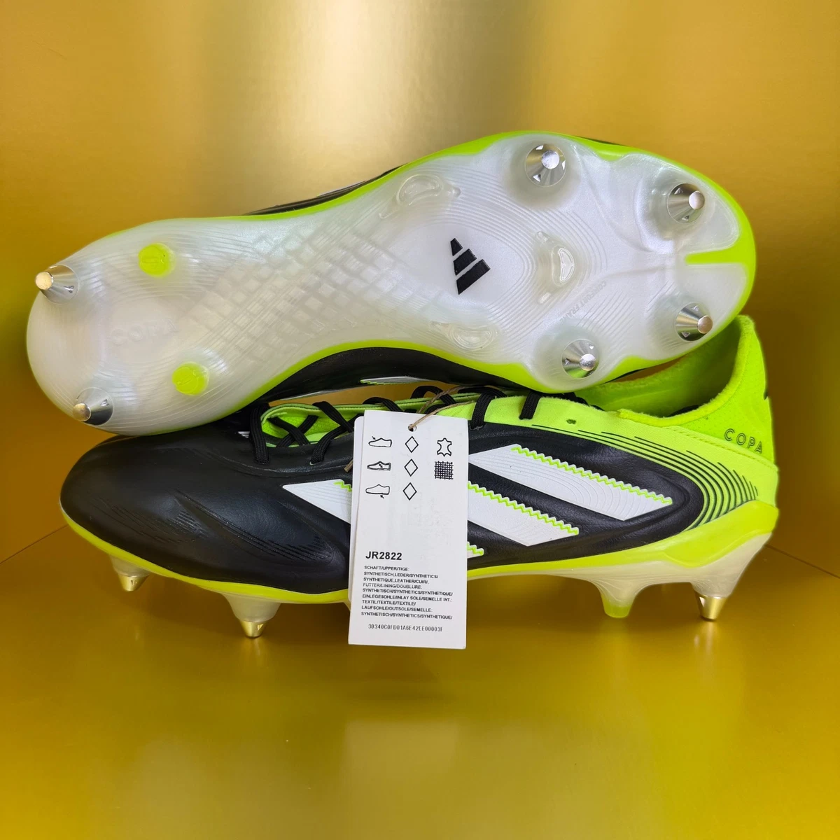 adidas Men\'s Soccer Cleats - Neon Yellow & White with Black Accents Sz8 F50 League Mid Firm Ground Cleats Soccer JP8348 Yellow  main image 3
