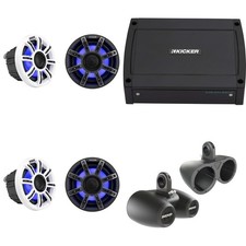 Kicker Premium Marine 6.5" 51MSC65 2 Pair  With 12KMTED Black Enclosures In...