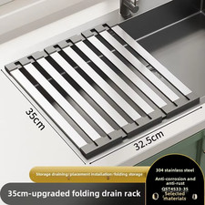 304 Stainless Steel Kitchen Sink Drain Rack Sink Bowl and Dish Storage Rack Fold