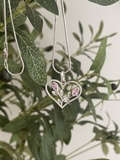 Vintage 925SS Botanical Heart Pendant Necklace
