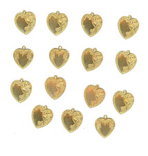 15 Metal Hearts Gold Colored Scrolled Pendants Charms Embellishments or Crafts