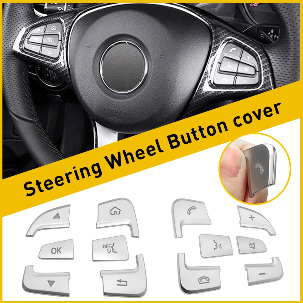 12PCS Chrome Steering Wheel Button Trim For Mercedes Benz GLA GLS GLE 2015-2019