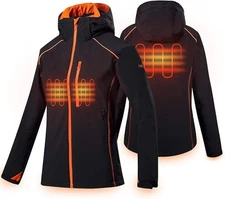 Heated Jacket for Women Electric Heat Hoodie Jacket with Battery Pack Waterproof