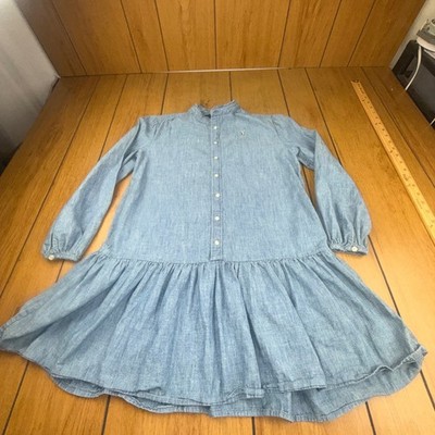 Polo Ralph Lauren Girls Blue Chambray Denim Ruffle Drop Waist Dress Size 12 | eBay Polo Ralph Lauren Girls Blue Chambray Denim Ruffle Drop Waist Dress Size 12 | eBay