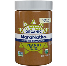 MaraNatha Organic Creamy No Sugar No Salt Peanut Butter Spread, 16 oz