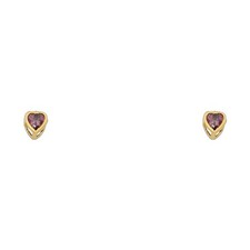 NEW 14K YELLOW GOLD 3MM HEART BEZEL SCREW BACK STUD EARRINGS JUN 