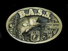 UA03130 NOS VINTAGE 1996  BASS ANGLER SPORTSMAN SOCIETY  FISHING BELT BUCKLE