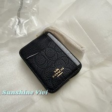 NWT Coach Zip Card Case Zip Card Case In Signature Leather CCS83 Black