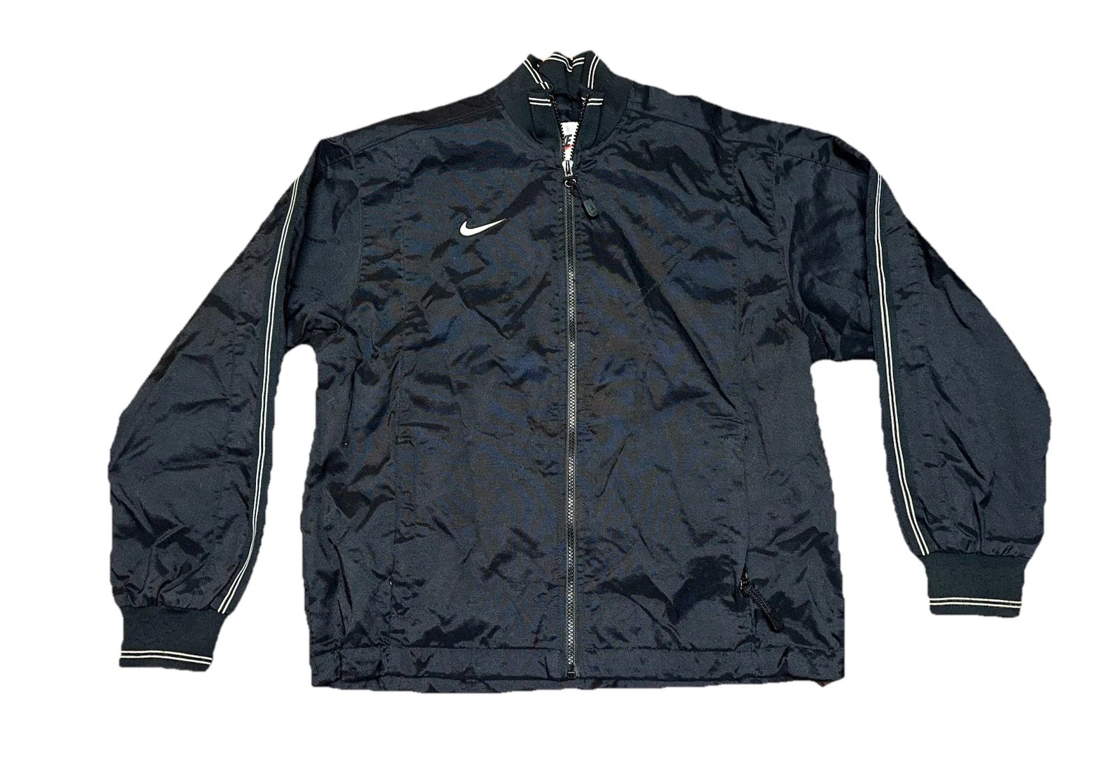 Y2K 90s Nike Nylon Jacket Windbreaker Black White Stripes Mens Sz S
Opens in a new window or tab