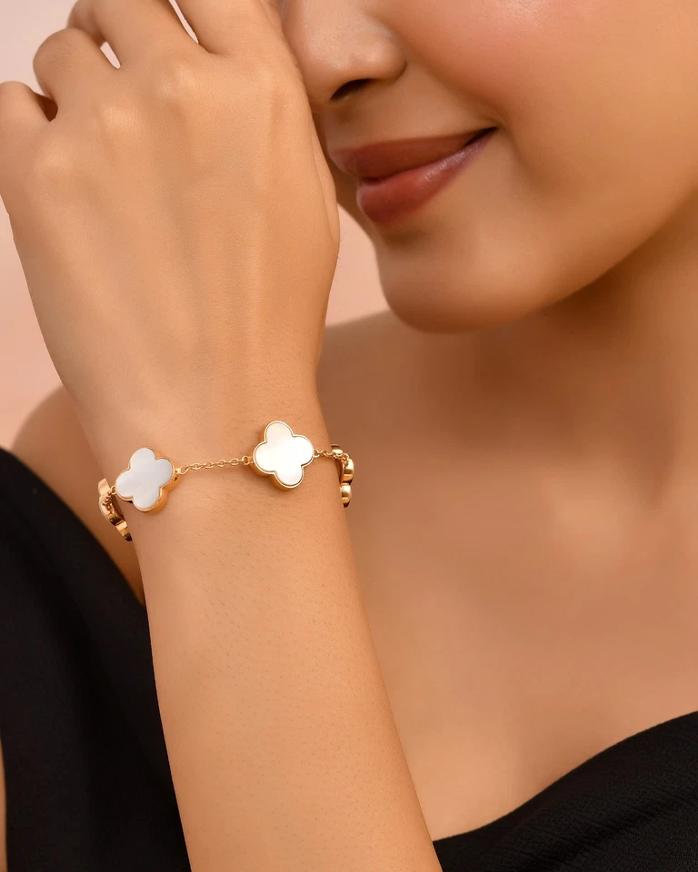 Statement Clover Chain Bracelet Unisex 925 Sterling Silver Bracelet for gift - Image 4 of 4