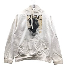 Cross Colours x Tupac Shakur Sweatshirt Hoodie Mens Medium 2Pac Graphic White