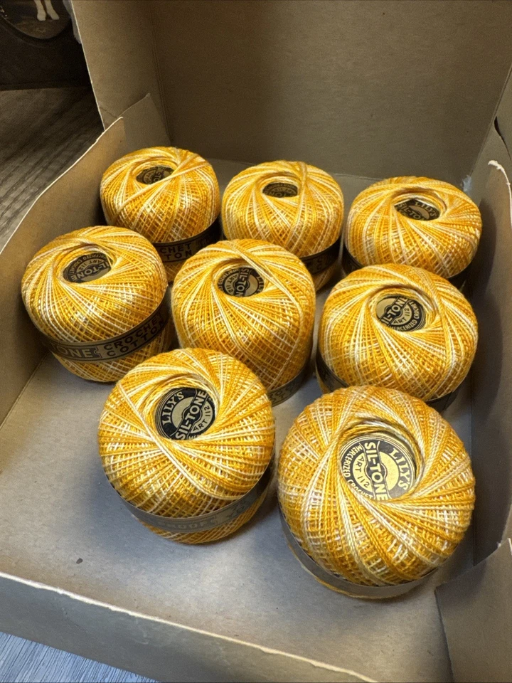 Lot Of 8 Lily Sil-Tone Crochet Cotton Art 112 Yellow - Image 2 of 4