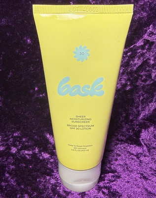 Bask Sheer Sunscreen Broad Spectrum SPF 30 Vegan Water Resistant Lotion 3.4 oz