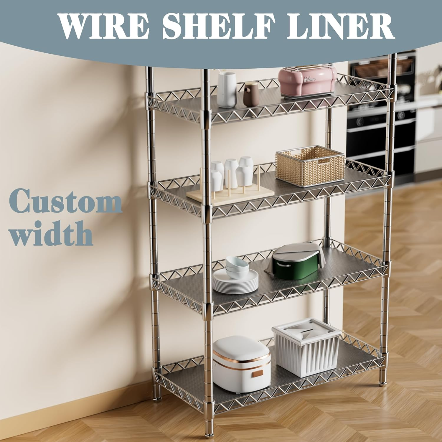 16-Inch Wide Thick Pantry Shelf Liner Durable Non-Slip Wire Shelf Cover