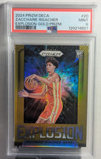 6/10 = 1/1, 2024 Prizm Deca Zaccharie Risacher Explosion RC Gold /10 Hawks PSA 9