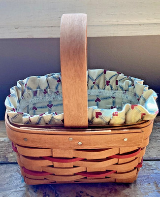 1990 Longaberger Sweetheart  Be Mine  Basket   Complete Set w/ Liner & Protector