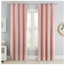 Pink Velvet Curtains 52 x 96 Inch, Blackout Thermal Insulated Grommet Window ...