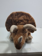Vintage 1980 Dakin Brown Triceratops Dinosaur Plush Pre-owned