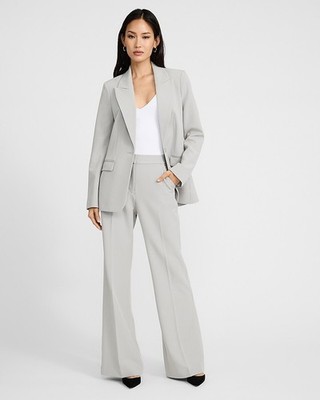 EXPRESS SILVER SAGE EDITOR SIGNATURE STRETCH HIGH WAISTED FLARE TROUSER PANTS 8