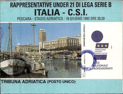 Stadio Italia Ticket - C.S.I. 1992 Under 21 League Serie B Pescara