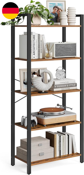 Vasagle Regal, BüCherregal, Standregal, Dvd-Regal, Mit 5 Ebenen, BüRoregal, Offe-image