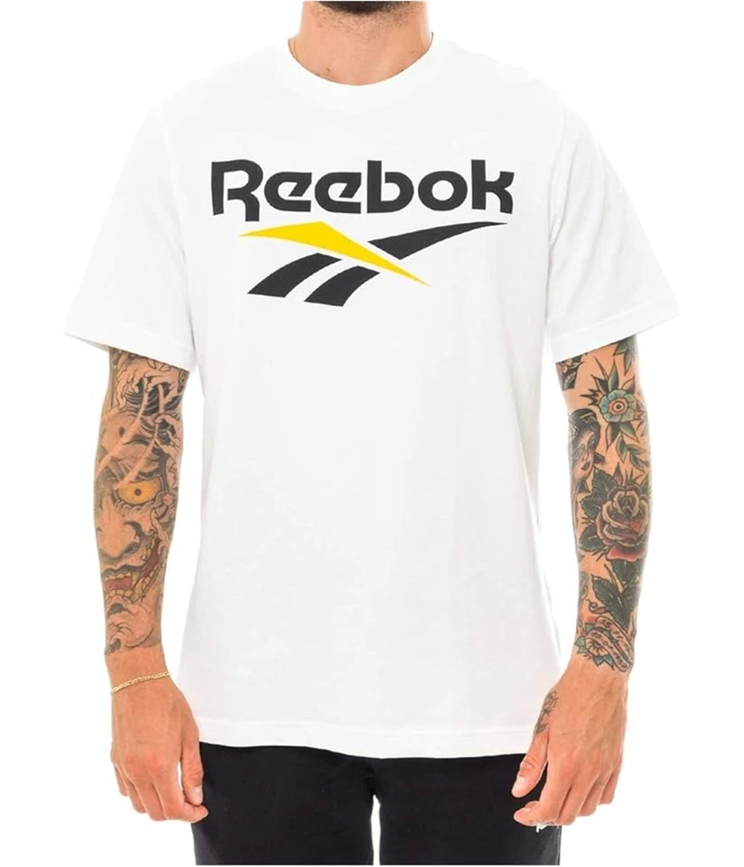 Reebok Mens Classic Vector Logo Graphic T-Shirt, white, M
