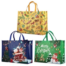 3 PCS Giant Christmas Gift Bags 21.26 inch Heavy Duty Treat Tote Jumbo