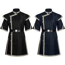 Mens Medieval Shirt Viking Warrior Shirt Pirate Halloween Tunic with Belt