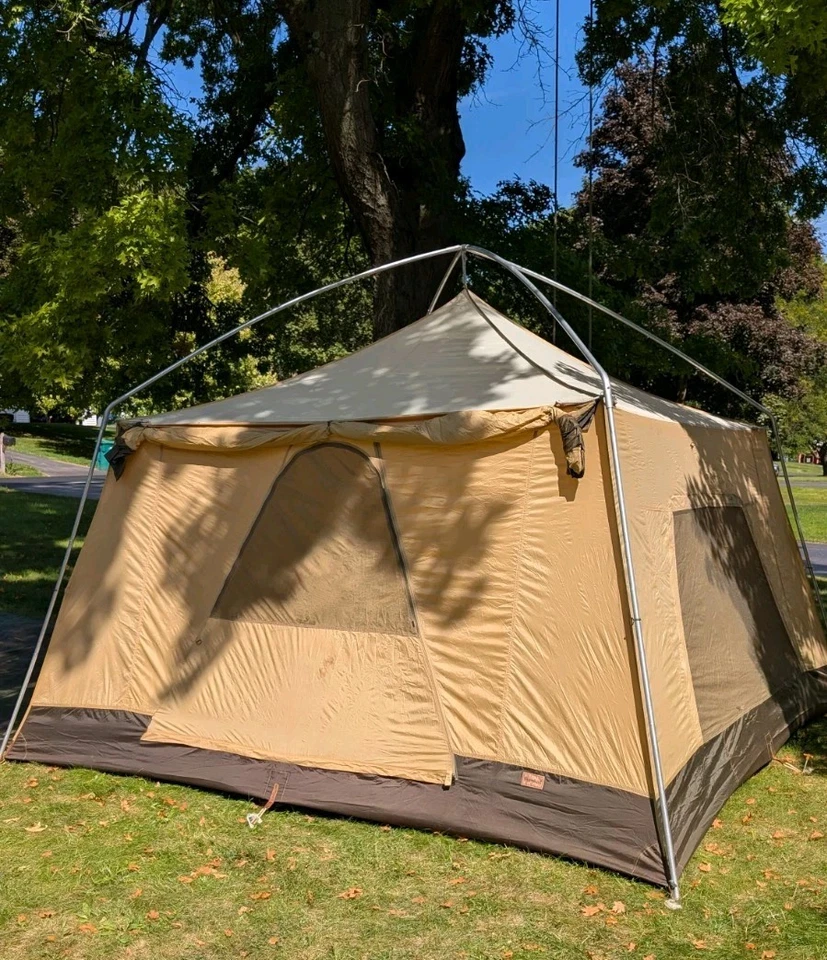 Tienda de campaña Eureka Space 2 1987 vintage 12x12 vinilo con mosca de lluvia/habitación de pantalla/huella Foto 2 de 4