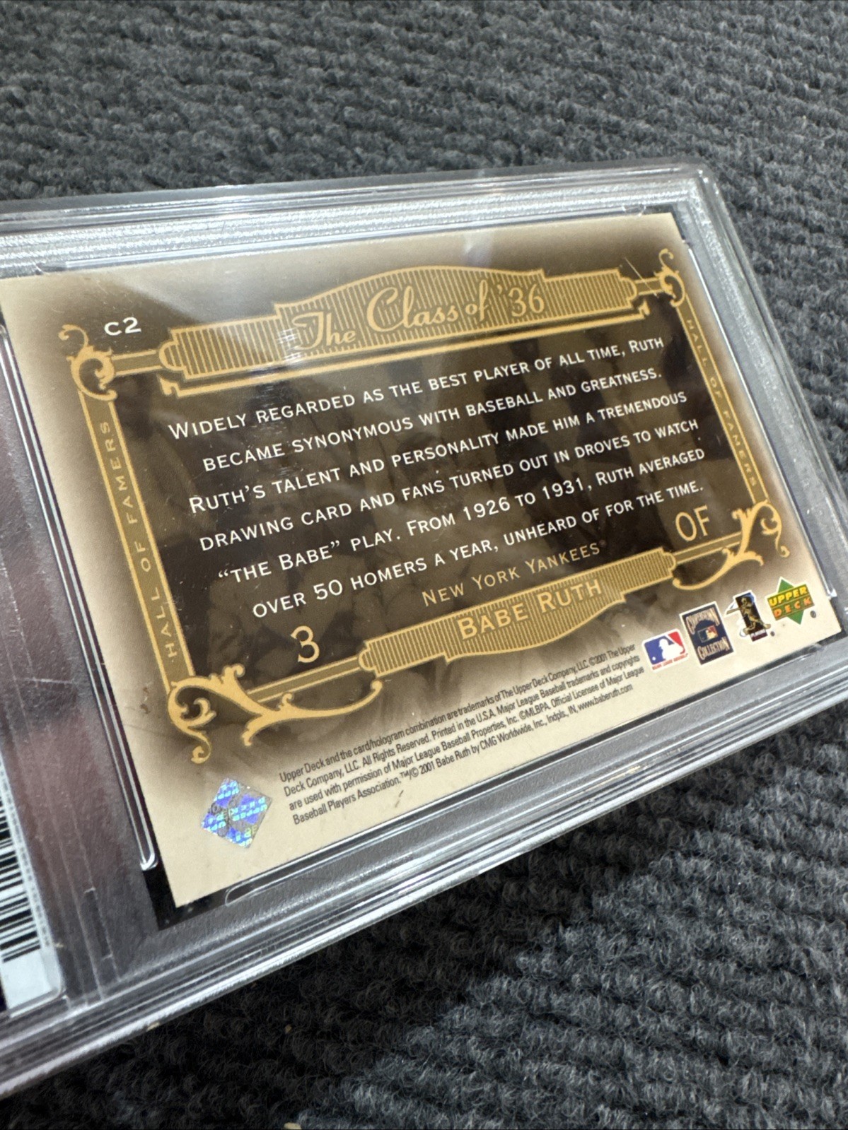 Babe Ruth Vintage Baseball Card PSA 7 Upper Deck HOF 2001 New York Yankees MLB view 20