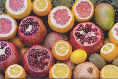 Citrus & Pomegranate Fruit Image Card 4x6 New Blank