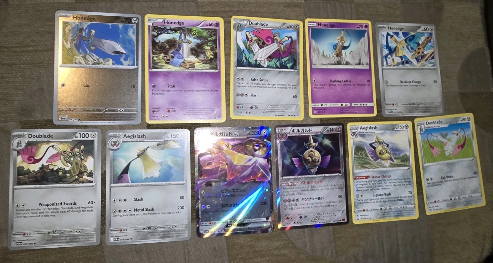 11 Honedge, Doublade & Aegislash Pokémon Cards 1 EX Card 2 Holos See Description