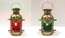 Lampe Messing Antik Rot & Grün Lampe Maritim Schiff Laterne Boot Leuchte Deko