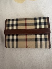 Burberry Vintage Check Leather Bi Fold Continental Wallet Purse