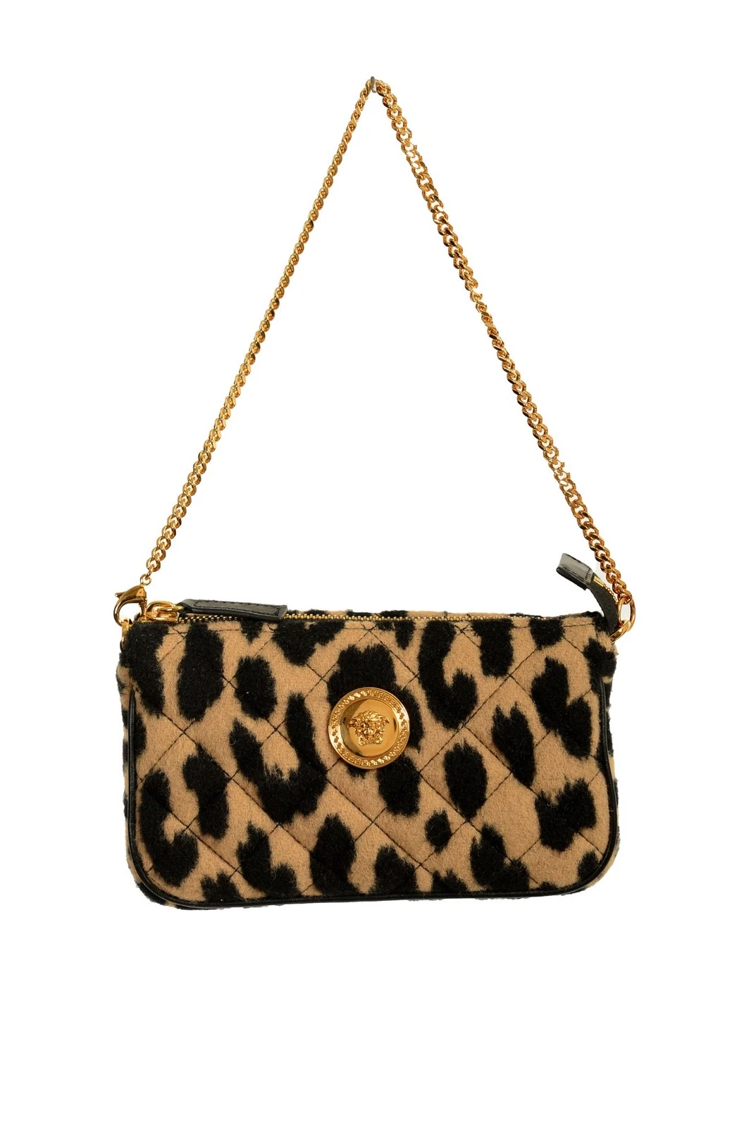 Versace — Versace Women's Mini 100% Wool Gold Medusa Quilted Handbag Shoulder Bag