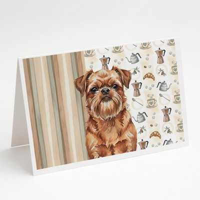 Caroline's Treasures Red Brussels Griffon Coffee Bar Greeting Cards Pack of 8