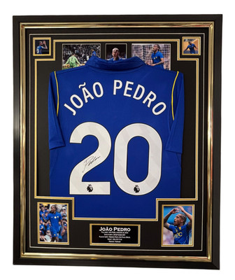 Neu Chelsea Star Joao Pedro signiertes Shirt Trikot Display mit Zertifikat
