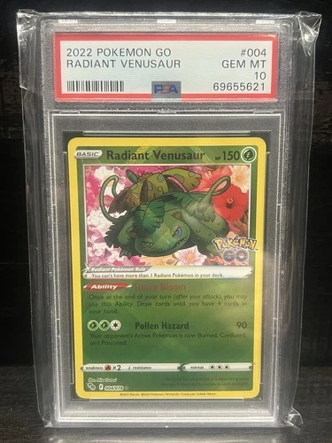 PSA 10 2022 Pokémon GO Radiant Venusaur 004/078 Graded Slab TCG Card.
