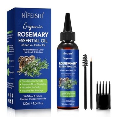 Organic Rosemary Essential Oil for Hair Growth & Skin Care, 100% Pure & Natural