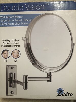 Two-Sided Dual-Arm Wall Mount Mirror 5X/1X New, Open Box